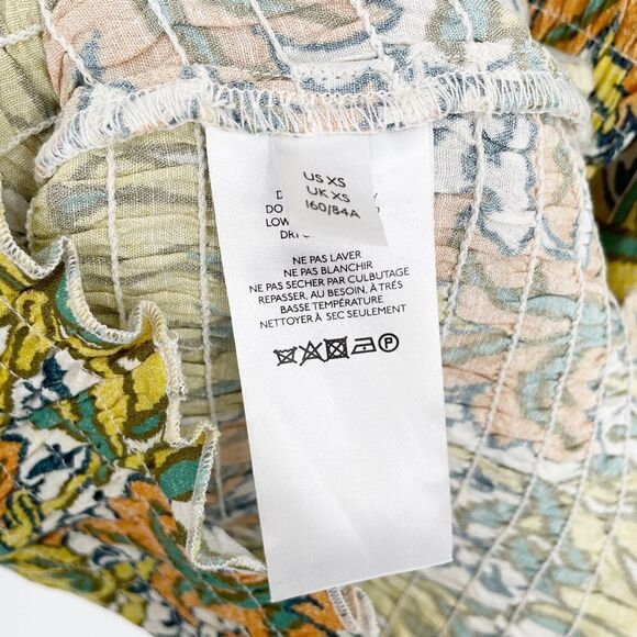 Anthropologie The Rayna Button Down Smocked Top Puff Sleeve Floral Women's XS - Picture 7 of 9